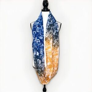 Rikka Women’s Blue and Orange Two-Tone Floral Versatile Infinity Scarf. NWT!